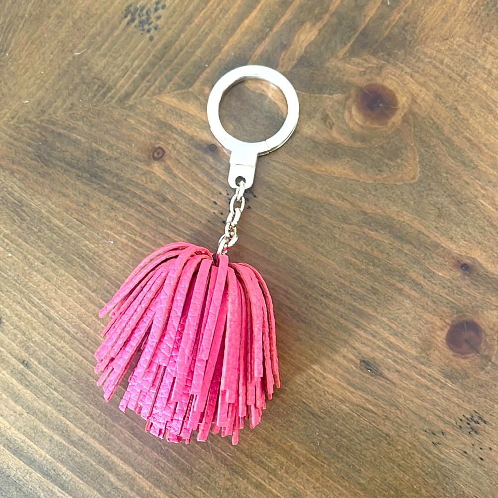 NWOT kate spade pink leather tassel keychain